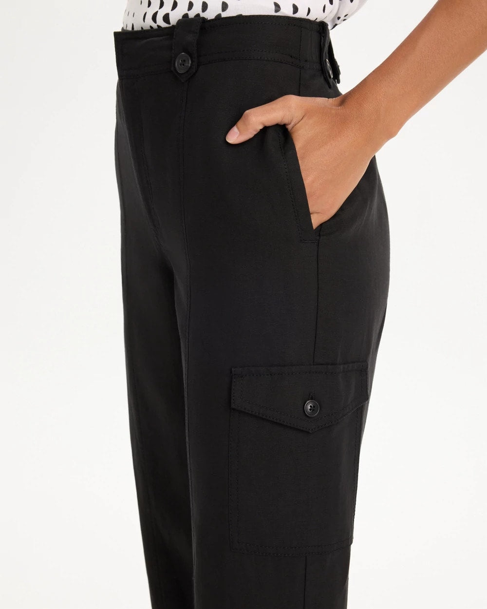 Linen-Blend Utility Wide Crop Pants - US 8206