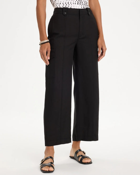Linen-Blend Utility Wide Crop Pants - US 8206