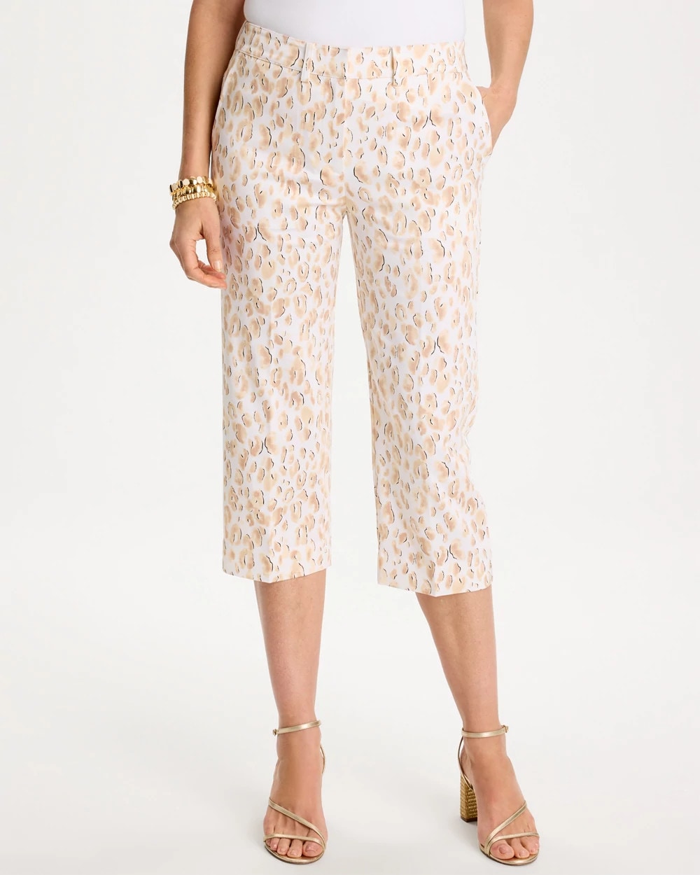 Animal Print Emme Sateen Straight Capri Pants - US 9752