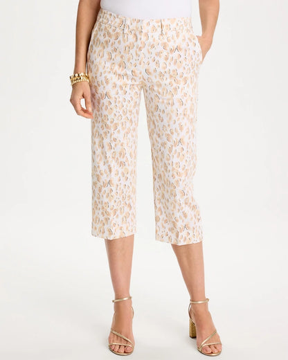 Animal Print Emme Sateen Straight Capri Pants - US 9752