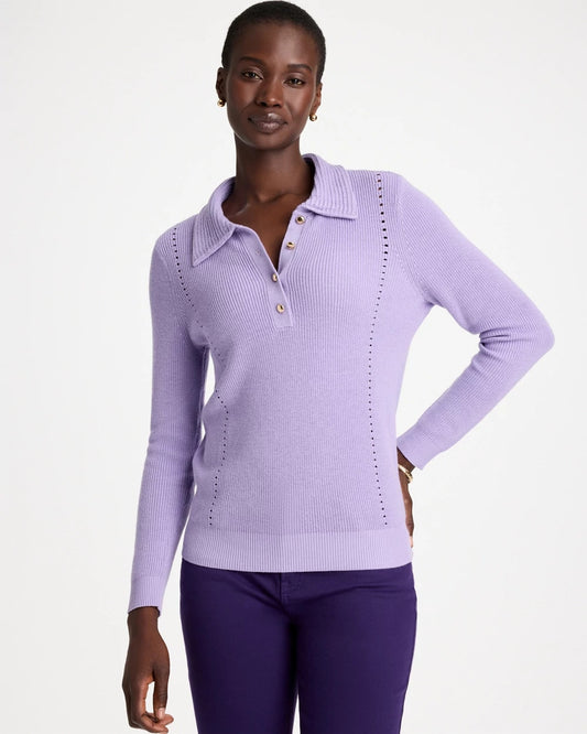 Long-Sleeve Pullover Polo Sweater - US 8785