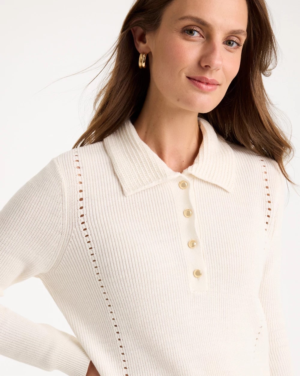 Long-Sleeve Pullover Polo Sweater - US 6724