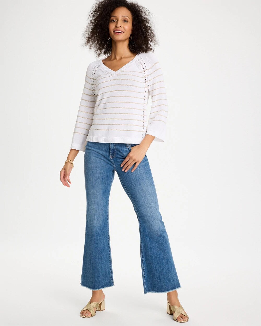Metallic Striped Pullover Sweater - US 2425