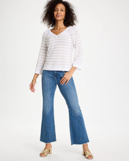 Metallic Striped Pullover Sweater - US 2425