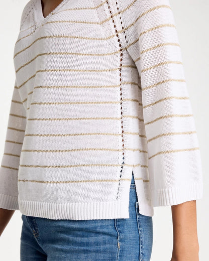 Metallic Striped Pullover Sweater - US 2425