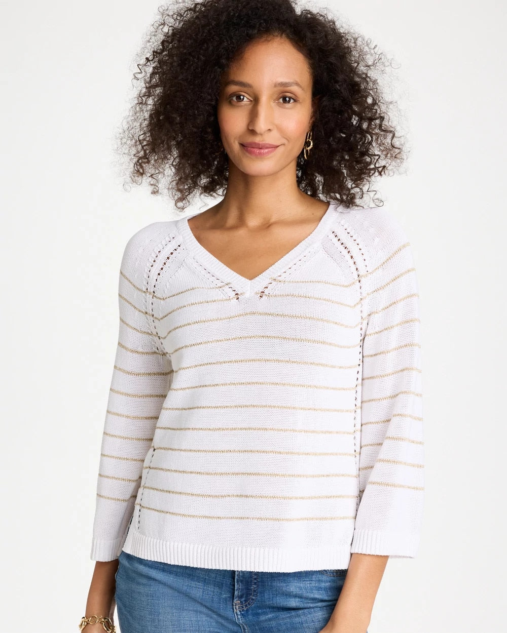 Metallic Striped Pullover Sweater - US 2425