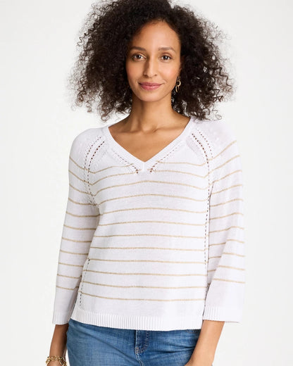 Metallic Striped Pullover Sweater - US 2425