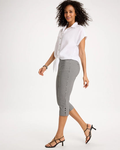 Brigitte™ Slim Gingham Pull-On Capri Pant - US 1296