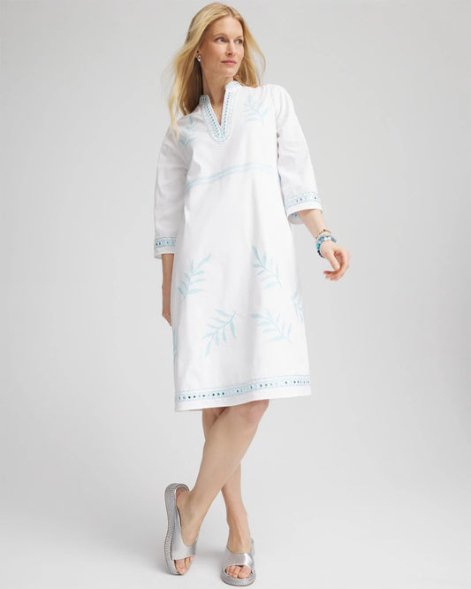 Embroidered Stand Collar Kaftan Dress - US 5270