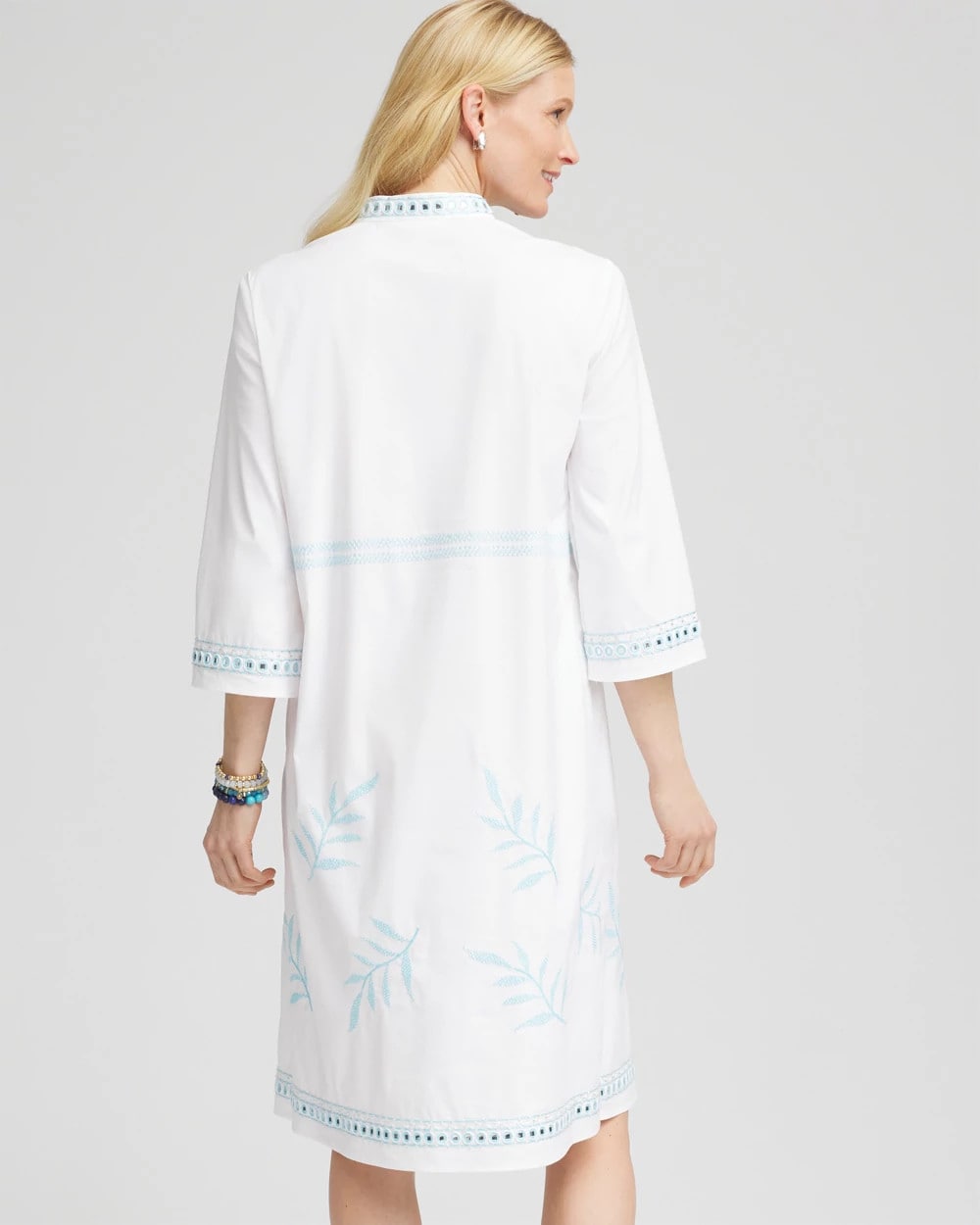 Embroidered Stand Collar Kaftan Dress - US 5270