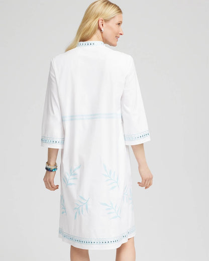 Embroidered Stand Collar Kaftan Dress - US 5270