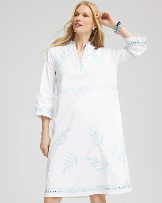 Embroidered Stand Collar Kaftan Dress - US 5270