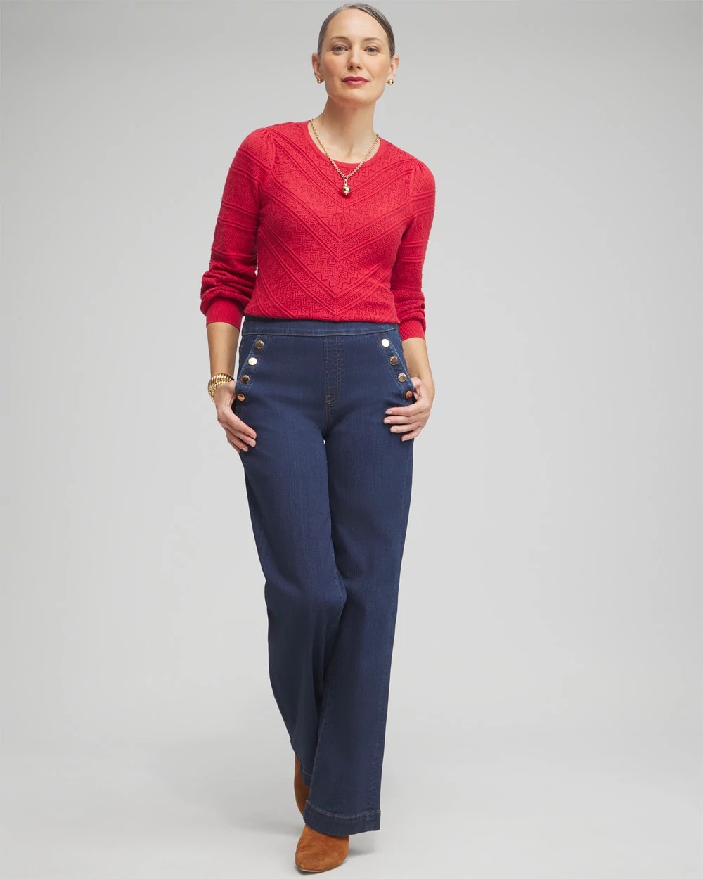 Pointelle Cashmere Blend Pullover - US 0802