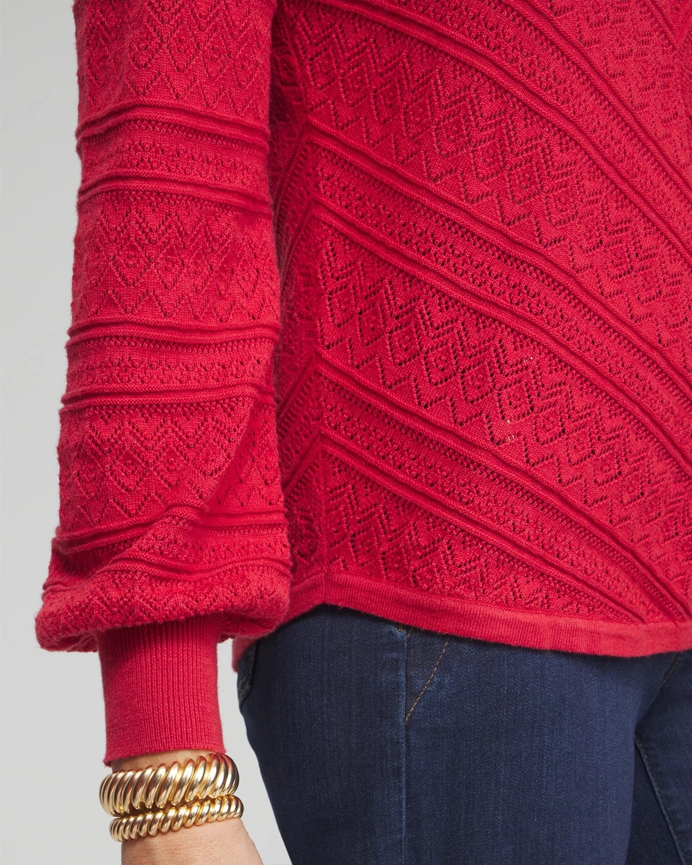 Pointelle Cashmere Blend Pullover - US 0802