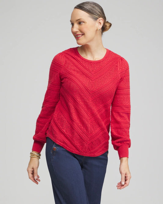 Pointelle Cashmere Blend Pullover - US 0802