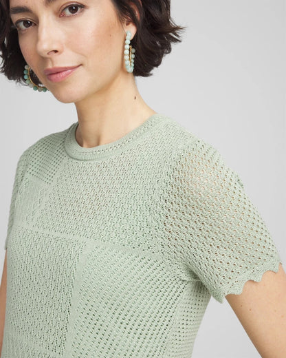 Pointelle Crewneck Sweater Tee - US 7183