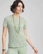 Pointelle Crewneck Sweater Tee - US 7183