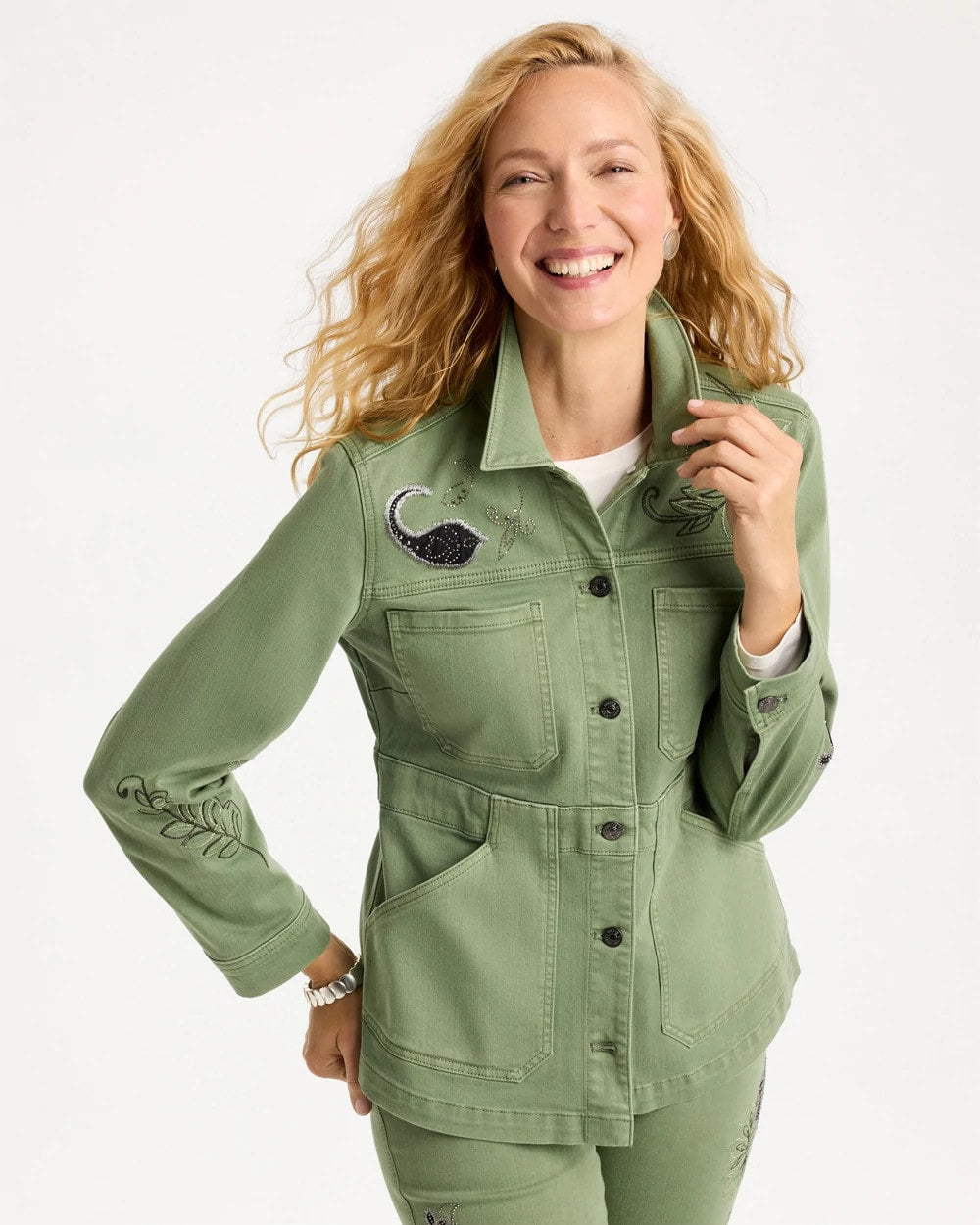 Embellished Utility Field Jacket - US 4383