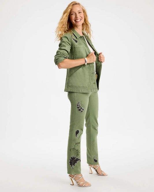 Embellished Pull-On Straight Jeans - US 4450