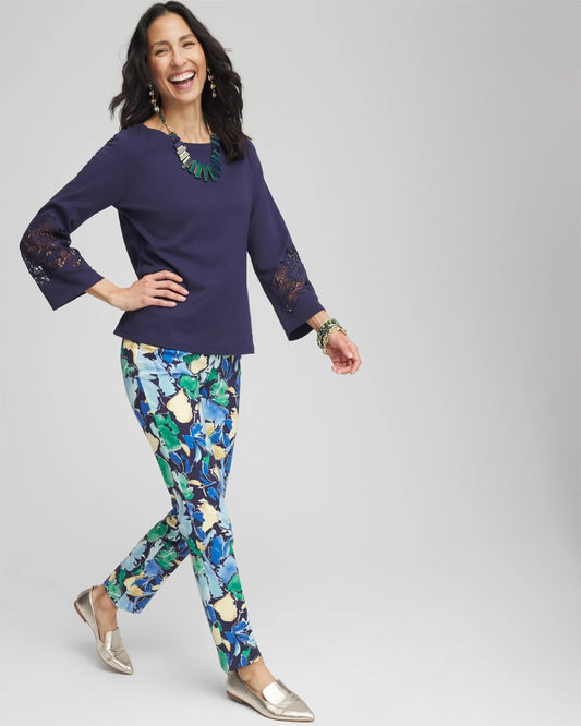 Brigitte™ Slub Floral Slim Ankle Pants - US 5181