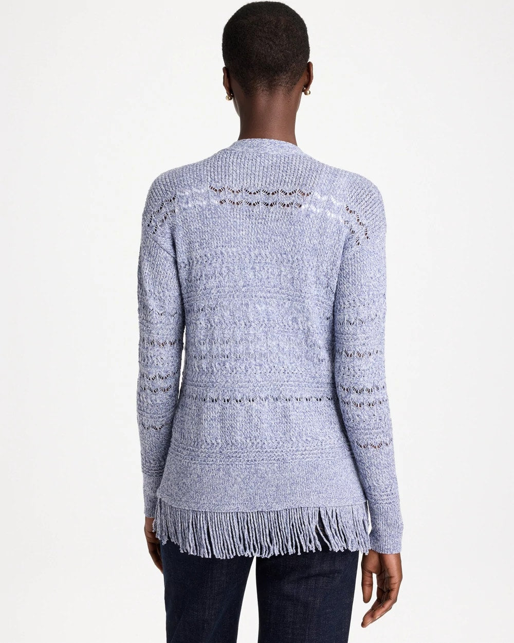 Fringed Long-Sleeve Cardigan - US 7862