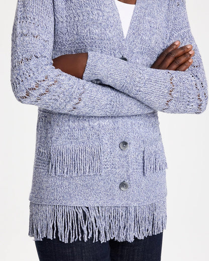 Fringed Long-Sleeve Cardigan - US 7862