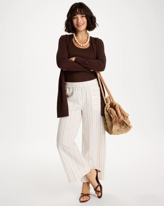 Pinstriped Linen-Cotton Crop Pant - US 5857
