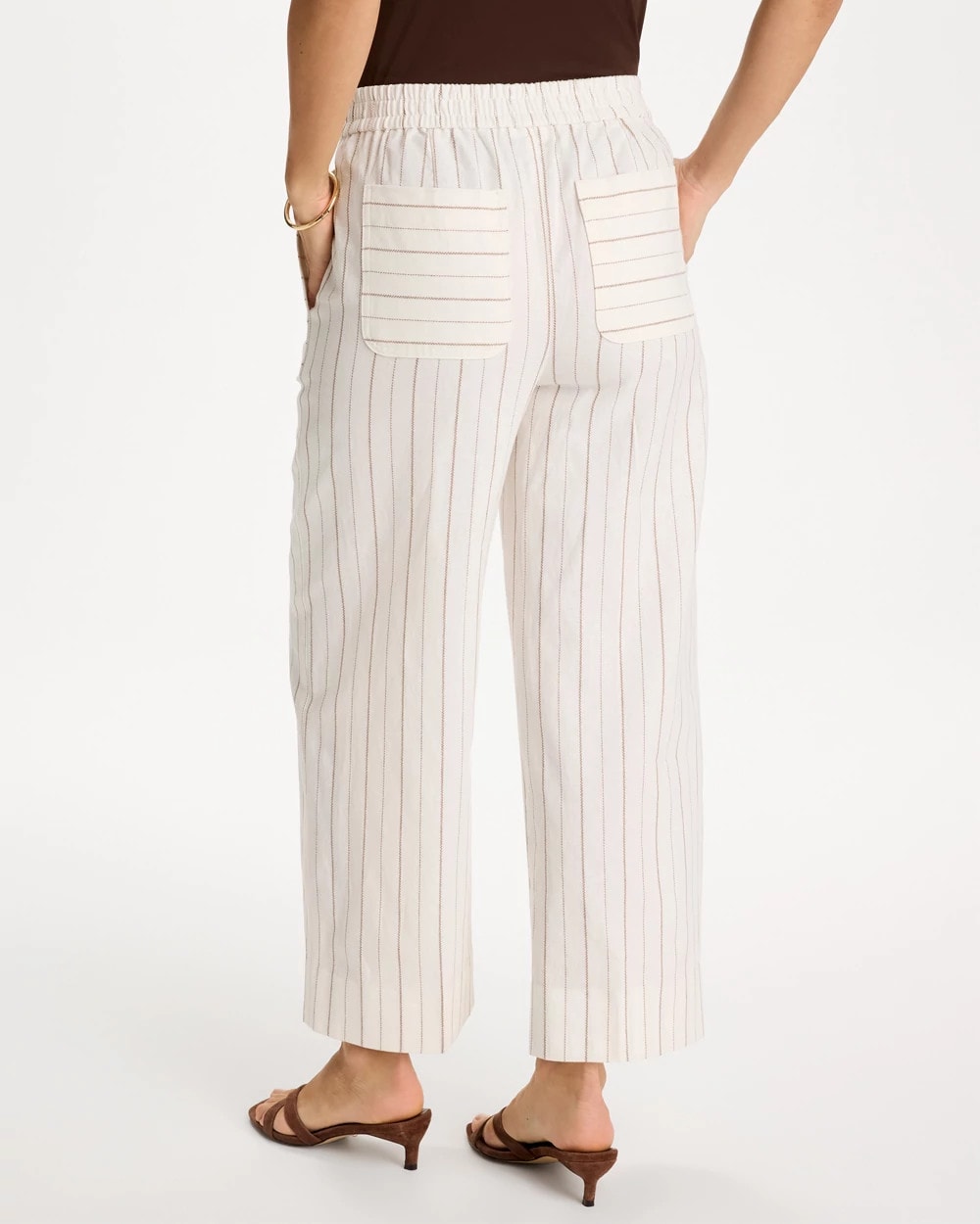 Pinstriped Linen-Cotton Crop Pant - US 5857