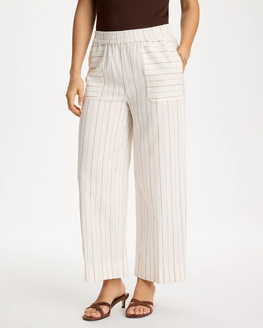 Pinstriped Linen-Cotton Crop Pant - US 5857