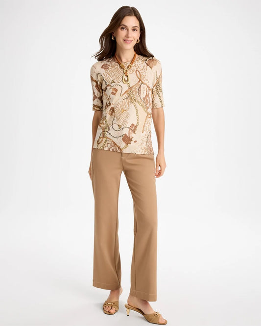 Ella Printed Short-Sleeve Sweater - US 8417