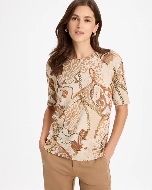 Ella Printed Short-Sleeve Sweater - US 8417