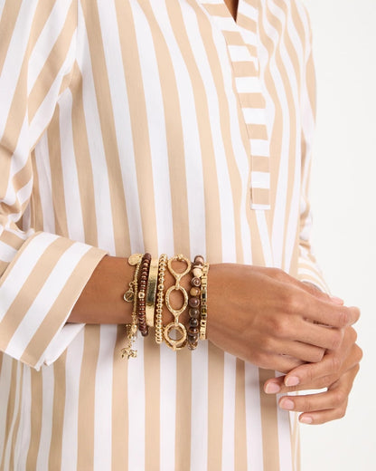 Genuine Zebra Jade Stone Stretch Bracelet - US 6886