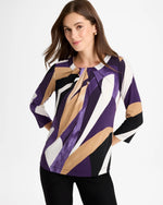 Travelers™ Knit Printed Twist-Front Top - US 8008