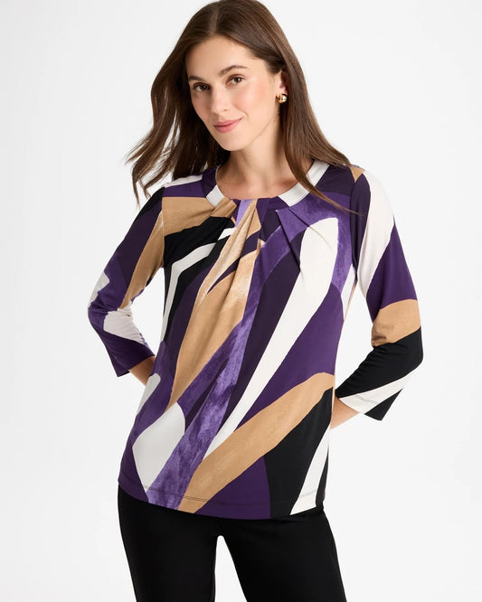 Travelers™ Knit Printed Twist-Front Top - US 8008