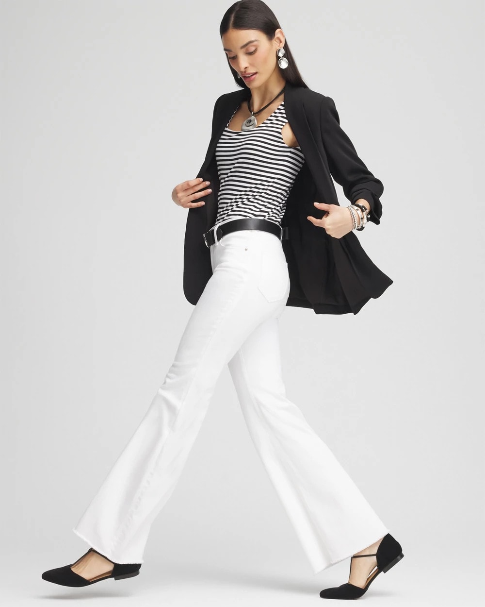 Girlfriend No Stain Frayed Flared Jeans - US 7817