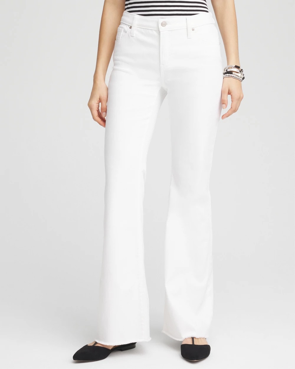 Girlfriend No Stain Frayed Flared Jeans - US 7817