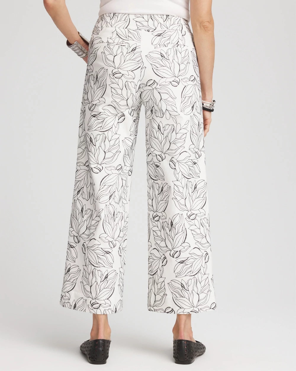 Brigitte™ Floral Embroidered Wide-Leg Cropped Pants - US 3851