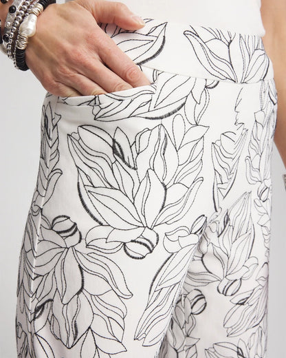 Brigitte™ Floral Embroidered Wide-Leg Cropped Pants - US 3851