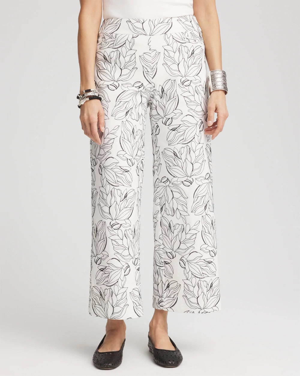 Brigitte™ Floral Embroidered Wide-Leg Cropped Pants - US 3851