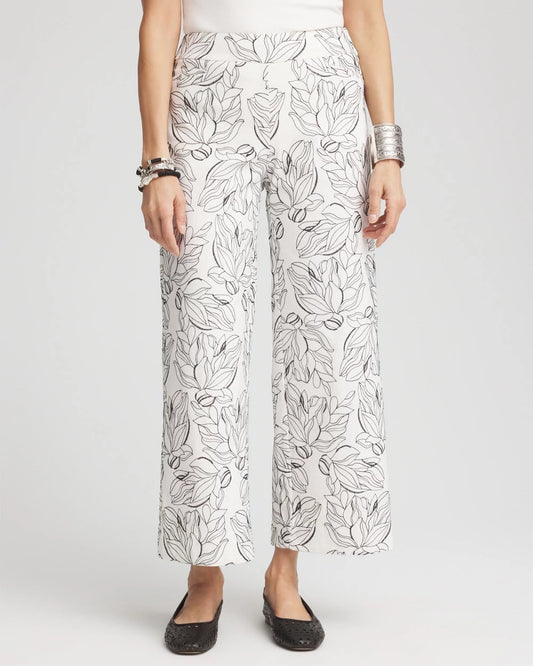 Brigitte™ Floral Embroidered Wide-Leg Cropped Pants - US 3851