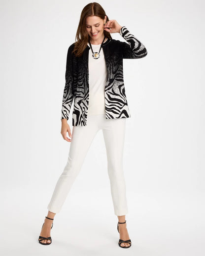 Ombre Animal Faux Leather-Trim Coatigan - US 1879