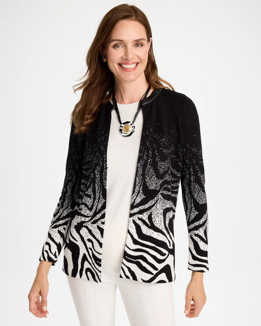 Ombre Animal Faux Leather-Trim Coatigan - US 1879