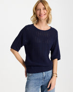 Pointelle Crewneck Pullover Sweater - US 2247