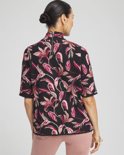Jacquard Mock Neck Sweater - US 5856