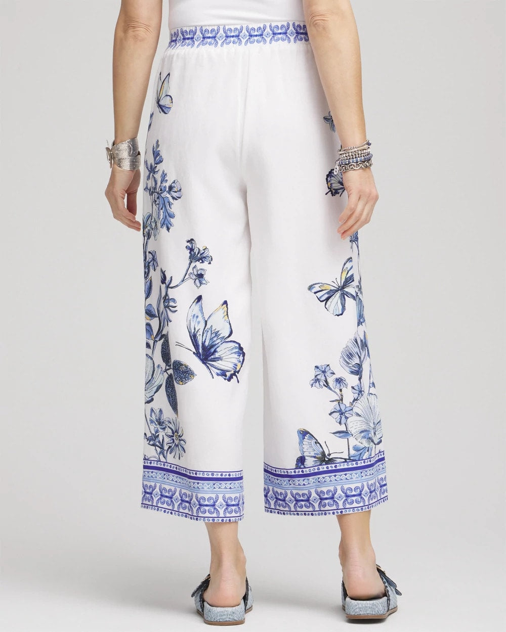 Butterfly Pull-On Linen Cropped Pants - US 2105