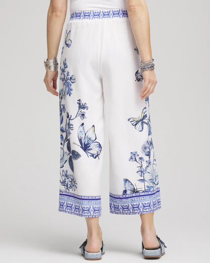 Butterfly Pull-On Linen Cropped Pants - US 2105