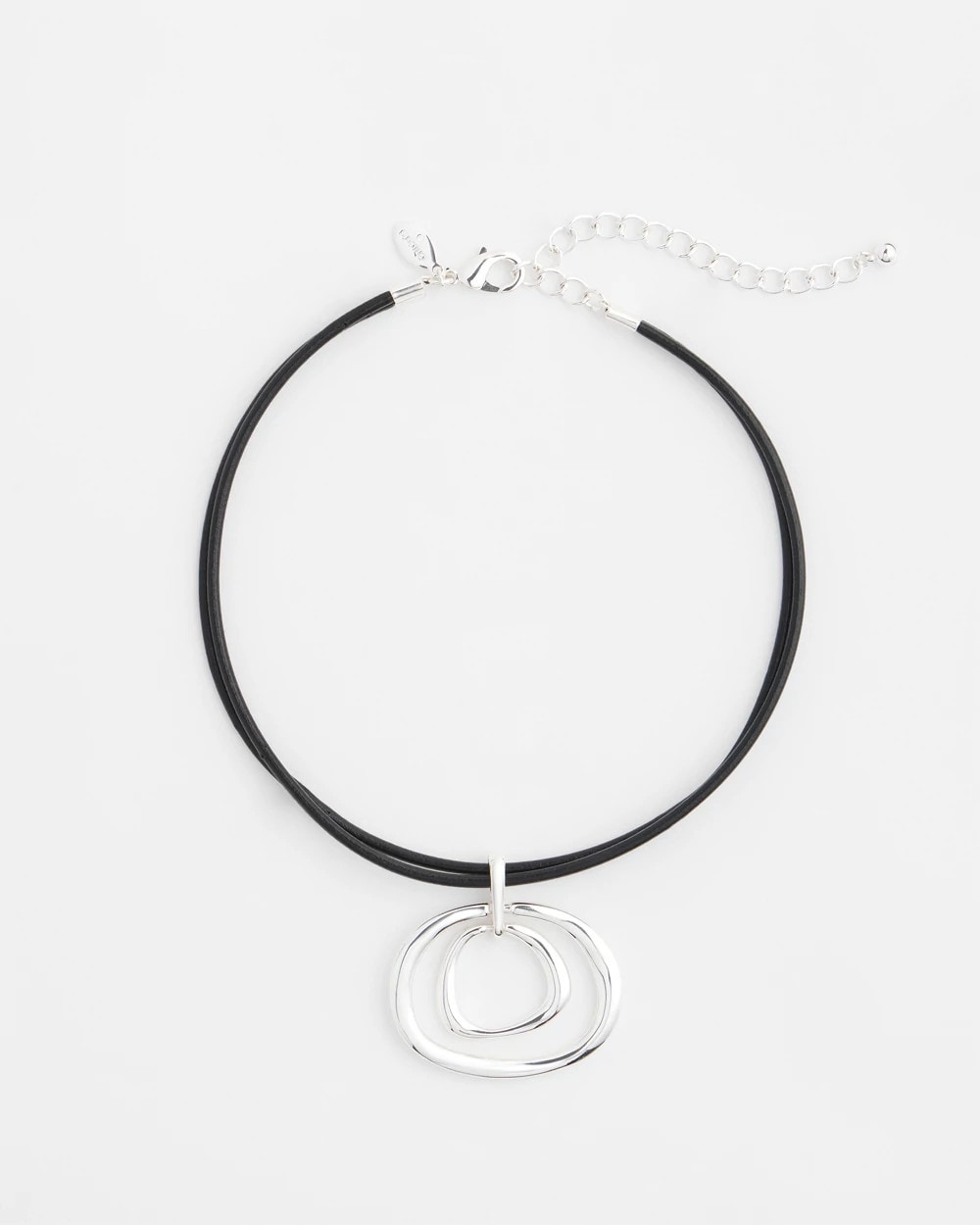 Silver Tone Rings Pendant Necklace - US 6875