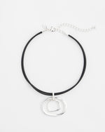 Silver Tone Rings Pendant Necklace - US 6875