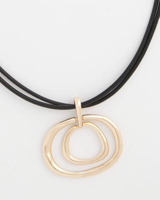 Gold Tone Rings Pendant Necklace - US 9830