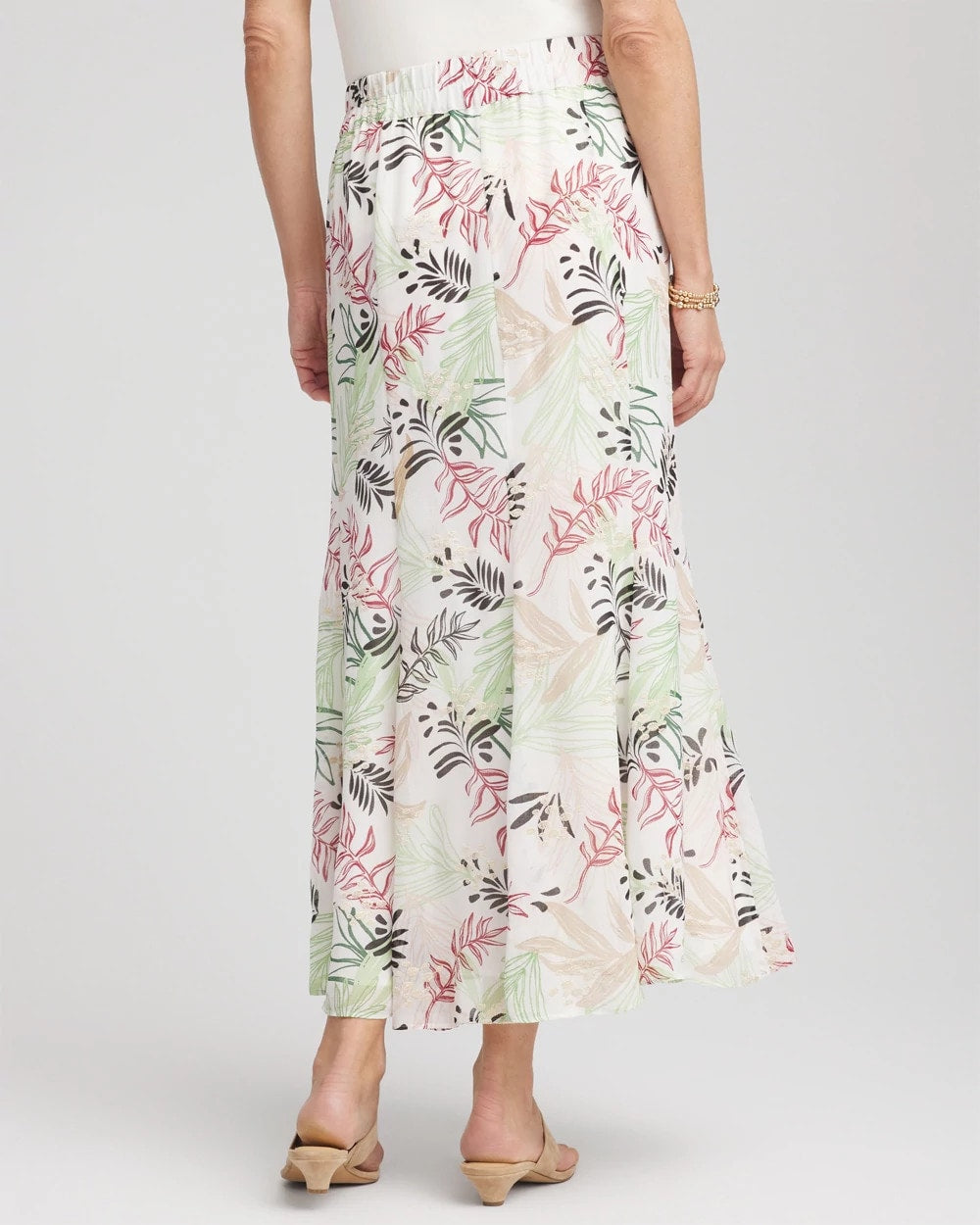 Floral Embroidered Crinkle Maxi Skirt - US 2164